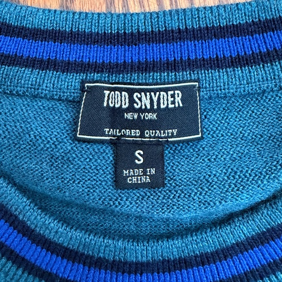Todd Snyder Merino Wool Blue Striped Crewneck Sweater – Small - Picture 3 of 9